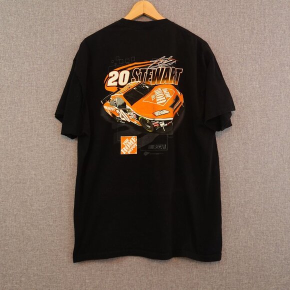 Vintage 2000s Tony Stewart #20 NASCAR Home Depot Racing Black Graphic T-Shirt XL - Picture 3 of 8